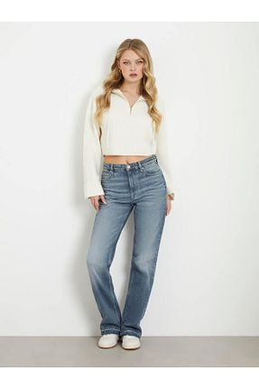 شلوار جین آبی زنانه پاچه گشاد Guess - کد 941151009