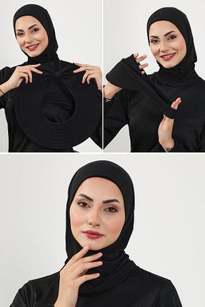 کلاه شنای حجاب مشکی زنانه Aisha