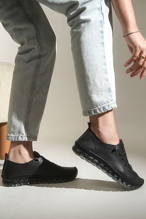 کفش کژوال مشکی زنانه چرم خالص lovitto - کد 941224599