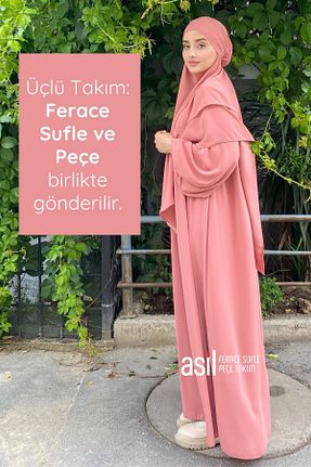 کلاه و ابایا صورتی زنانه پنبه ای ASİLNUR - کد 941239142