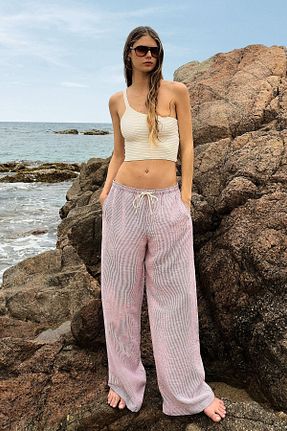 شلوار زرشکی زنانه پلی استر Bershka - کد 939043060
