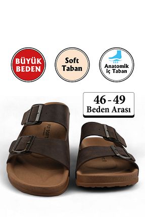 دمپائی قهوه ای مردانه چرم مصنوعی FLY SOFT - کد 941993457