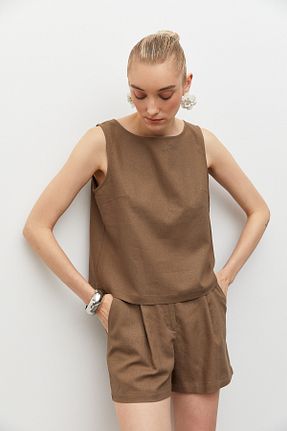 بلوز قهوه ای زنانه ساده urban focus - کد 941262141