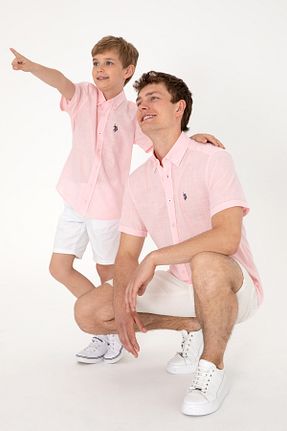 پیراهن صورتی بچه گانه یقه دکمه دار U.S. Polo Assn. - کد 938841901