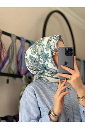 شال آبی زنانه پنبه ای MONOOR - کد 941293240
