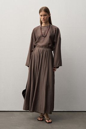 بلوز قهوه ای زنانه ساده mathilda store - کد 941318135