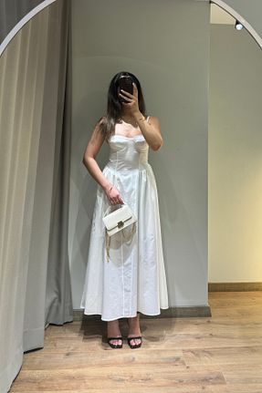 لباس سفید زنانه پلی استر Güneş - کد 941427106