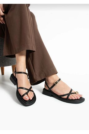 صندل مشکی زنانه پاشنه تخت MyLina Shoes - کد 941514959