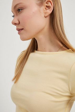 تیشرت زرد زنانه اسلیم فیت Arma Life - کد 941561385