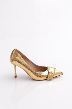 کفش پاشنه بلند کلاسیک طلائی زنانه چرم مصنوعی Dgn - کد 941640463