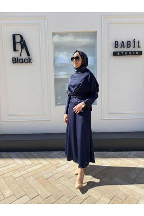 ست بالاتنه و پائین تنه حجاب سرمه ای زنانه رگولار TERZİ DÜKKANI - کد 941670628
