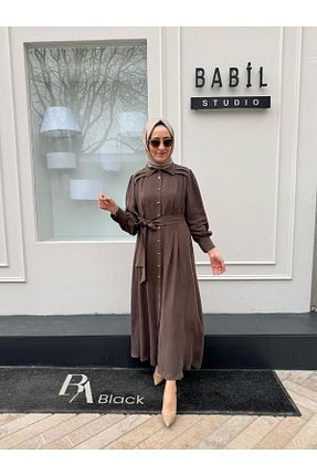 لباس حجاب قهوه ای زنانه رگولار Babil Butik - کد 941669441