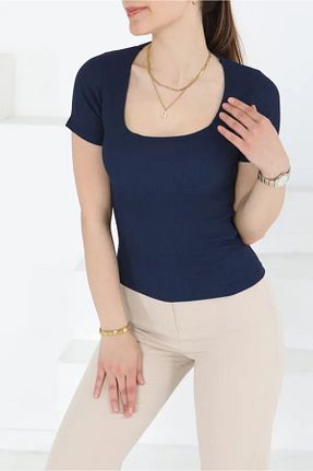بلوز سرمه ای زنانه ساده Butik - کد 941688072