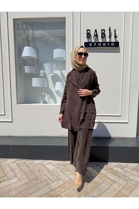 ست بالاتنه و پائین تنه حجاب قهوه ای زنانه رگولار MissWhence - کد 941670490