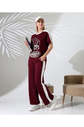 ست بالاتنه و پائین تنه زرشکی زنانه بافتنی VirtuStore - کد 941705089