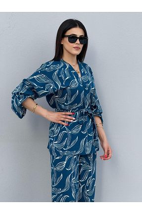 ست بالاتنه و پائین تنه آبی زنانه بافتنی ENDAMIM - کد 941738209