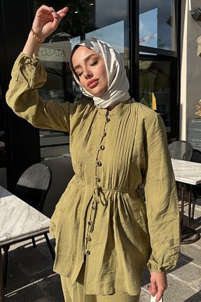 ست بالاتنه و پائین تنه خاکی زنانه بافتنی Tesettür Diyarı - کد 941820581