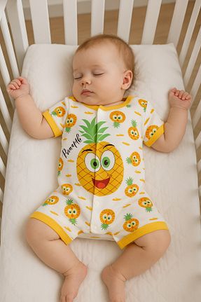 سرهمی زرد بچه گانه آستین کوتاه BEREKET BABY - کد 942013492