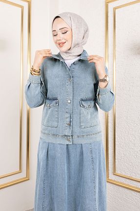 ست بالاتنه و پائین تنه حجاب آبی زنانه رگولار Tesettür Dünyası - کد 941812011