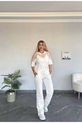 ست بالاتنه و پائین تنه سفید زنانه بافتنی Bella Belluci - کد 941817674