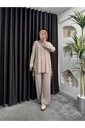 ست بالاتنه و پائین تنه حجاب نباتی بچه گانه اورسایز Marcha prive - کد 941865929