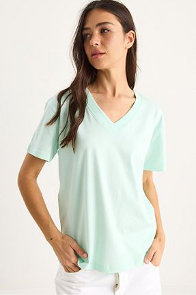 تیشرت سبز زنانه Straight Bianco Lucci - کد 941867132