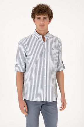 پیراهن طوسی مردانه یقه دکمه دار U.S. Polo Assn. - کد 941914557