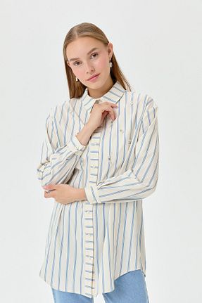 تونیک حجاب آبی زنانه رگولار Nihan - کد 942180106