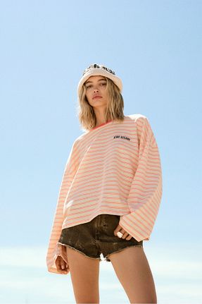 تیشرت نباتی زنانه اورسایز Pull & Bear - کد 941915414