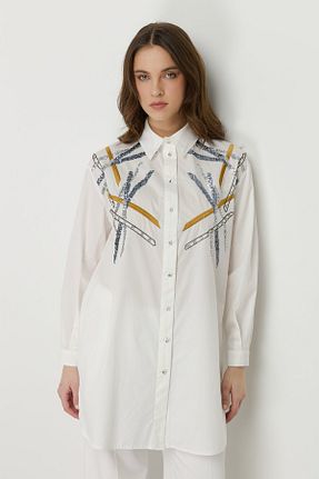 تونیک حجاب سفید زنانه رگولار Nihan - کد 942180432