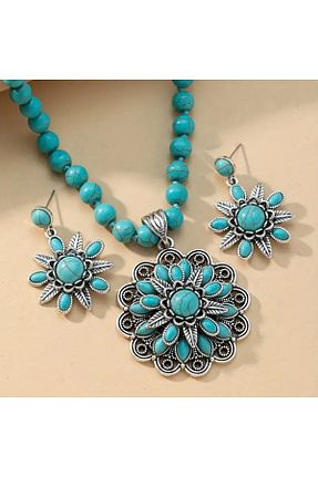 گردنبند جواهر آبی زنانه برنجی byozanyılmaz - کد 941932605