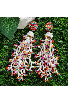 گوشواره جواهر رنگی منجق byozanyılmaz - کد 941932897