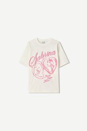تیشرت سفید زنانه رگولار Bershka - کد 941939855