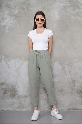 شلوار سبز زنانه کتان macharel jeans - کد 942053218
