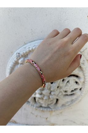 دستبند جواهر صورتی زنانه زیرکن Leorat Store - کد 942241683