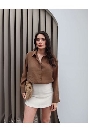 پیراهن قهوه ای زنانه ریلکس فیت ESRAHELVACI - کد 942208504