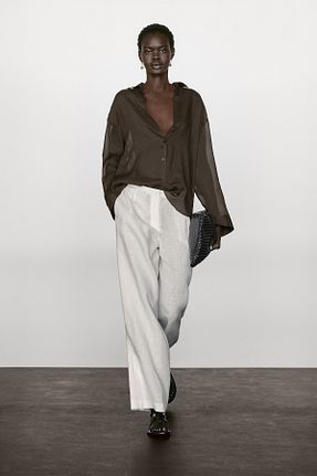 پیراهن قهوه ای زنانه رگولار Massimo Dutti - کد 942229457