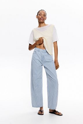 شلوار آبی زنانه پنبه ای Pull & Bear - کد 942212041