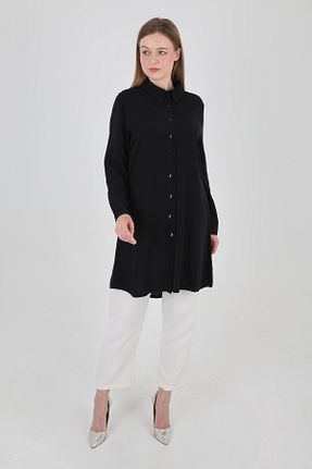 تونیک حجاب مشکی زنانه ویسکون Tasarım - کد 942337722