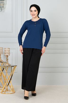 بلوز آبی زنانه ساده nacar çarşı - کد 942328830