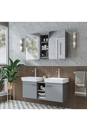 ست کمد حمام طوسی ROOMART - کد 942347030
