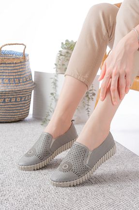 کفش کژوال طوسی زنانه چرم خالص Clara Jones - کد 942435590