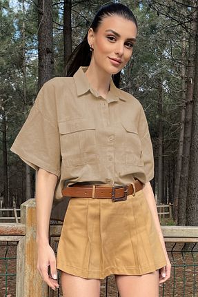 پیراهن بژ زنانه رگولار Trend Alaçatı Stili - کد 669024727