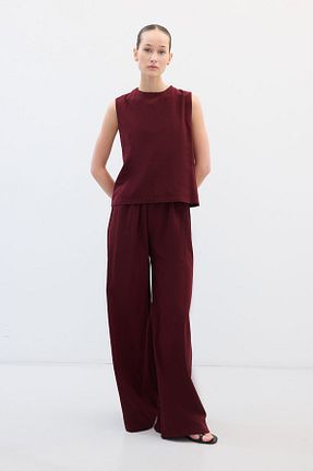 ست بالاتنه و پائین تنه زرشکی زنانه بافتنی Hooopstore - کد 940755022