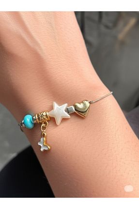 دستبند استیل (فولاد) سفید زنانه استیل (فولاد) Esra Butik Hane - کد 940773902