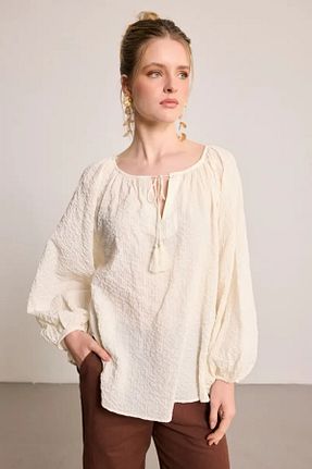 بلوز سفید زنانه ساده Gusto - کد 940778395
