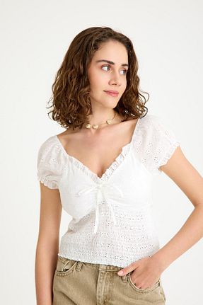 بلوز سفید زنانه چاپی NİLİST - کد 940774940
