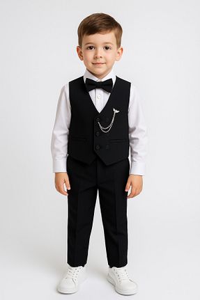 کت و شلوار مشکی بچه گانه یقه شالی Trend Bebe Butik - کد 940933450