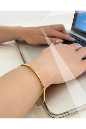 دستبند استیل (فولاد) طلائی زنانه استیل ضد زنگ çelik takı - کد 887297498