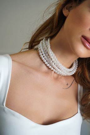 گردنبند جواهر سفید زنانه مروارید Ju Maris - کد 940828023